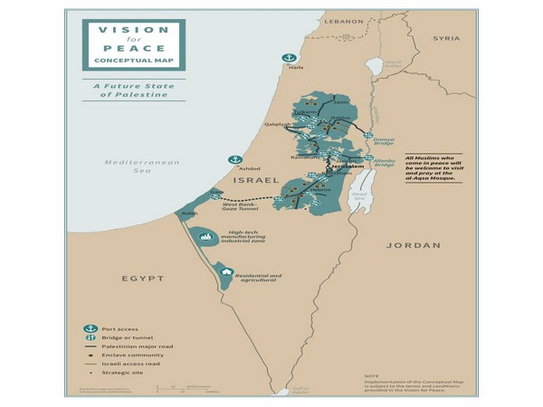 The map of the 'future state of Palestine' as conceptualised under the Middle East plan. (Photo courtesy/Trump twitter)