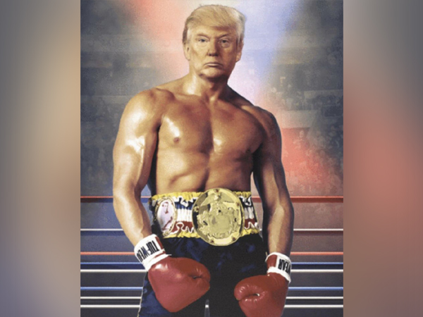 US President Donald Trump tweets doctored image of himself as 'Rocky'.