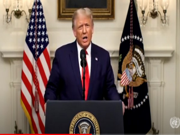 US President Donald Trump speaking at the 75th United Nations General Assembly.