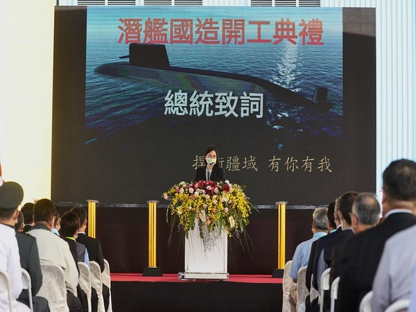 Taiwanese President Tsai Ing-wen at Kaohsiung attending start of construction of a submarine fleet (Photo Credit - Reuters)