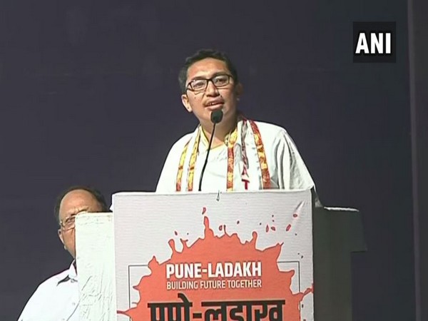 Ladakh BJP MP Jamyang Tsering Namgyal during his address in Pune on Wednesday. Photo/ANI