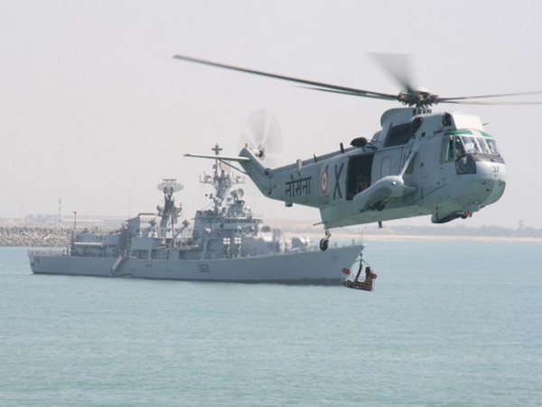 UH 3H helicopter carried out the search mission in Godavari on Monday. Photo/Indian Navy