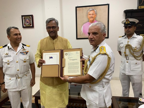 Chief Minister Trivendra Singh Rawat and Director General of the Indian Coast Guard, Rajendra Singh on Sunday in Dehradun, Uttarakhand.