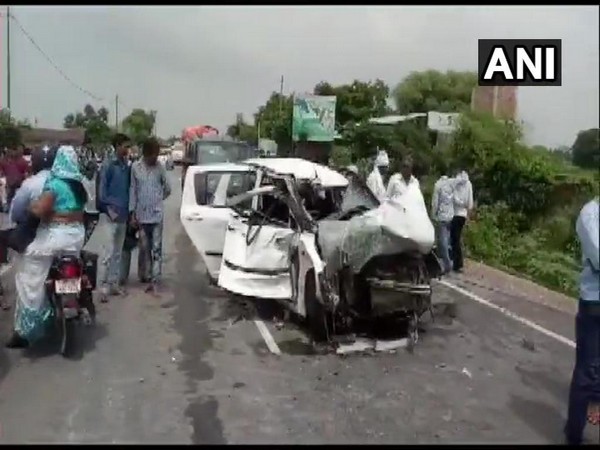The vehicle that was carrying the Unnao rape victim at the site of the accident on July 28.