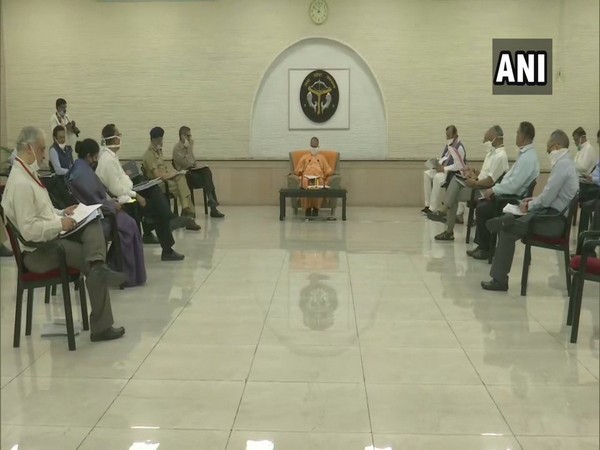 Visual from the meeting held by Uttar Pradesh CM Yogi Adityanath on Monday.