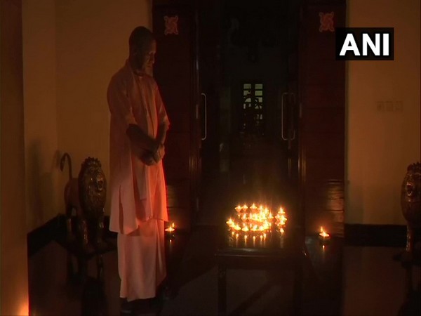 Uttar Pradesh Chief Minister Yogi Adityanath at his residence in Lucknow on Sunday. 