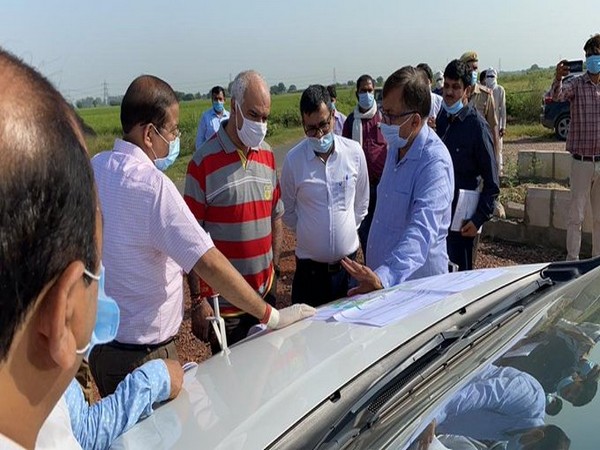 ACS Avnish Awasthi inspects proposed land for Film City in UP on Sunday. Photo/ANI