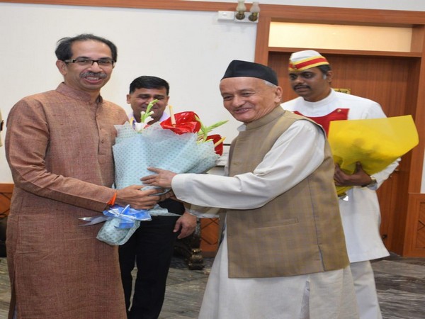 Chief Minister Uddhav Thackeray with Maharashtra Governor Bhagat Singh Koshyari at Raj Bhavan on Monday. Photo/ANI 