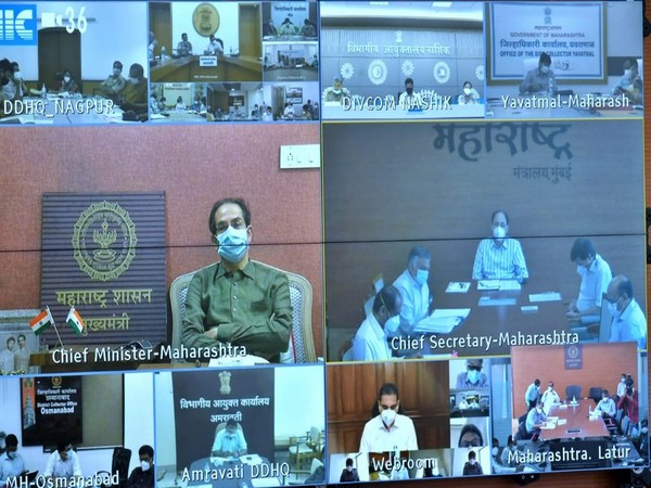 Uddhav Thackeray in a virtual meeting with all district collectors. (Photo/ANI)