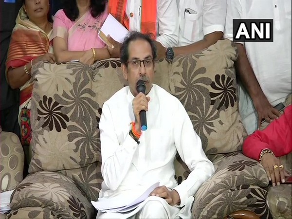 Shiv Sena chief Uddhav Thackeray speaking to mediapersons in Aurangabad on Sunday. (Photo/ANI)