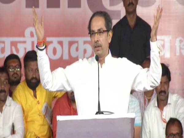 Shiv Sena President Uddhav Thackeray addressing a public gathering in Aurangabad on Thursday. Photo/ANI