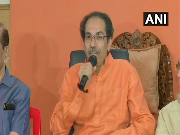 Shiv Sena chief Uddhav Thackeray speaking at a press conference in Mumbai on Thursday. Photo/ANI