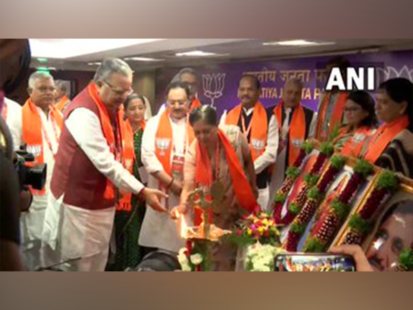 BJP national president JP Nadda inaugurates the party's national officer bearers' meeting in Hyderabad. (Photo/ANI)