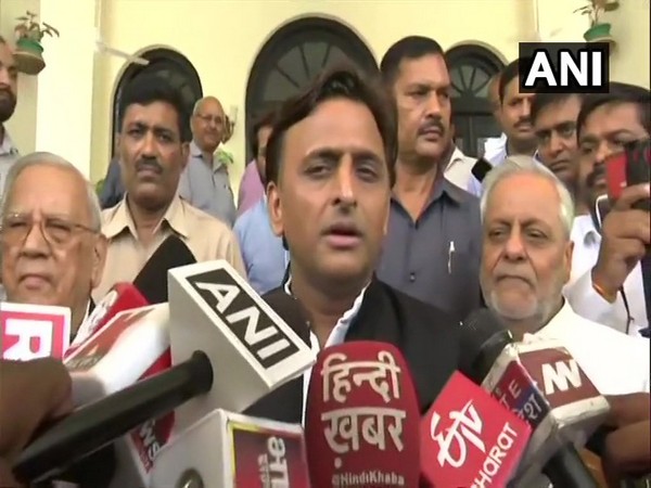 SP chief Akhilesh Yadav speaking to reporters in Lucknow on Wednesday.