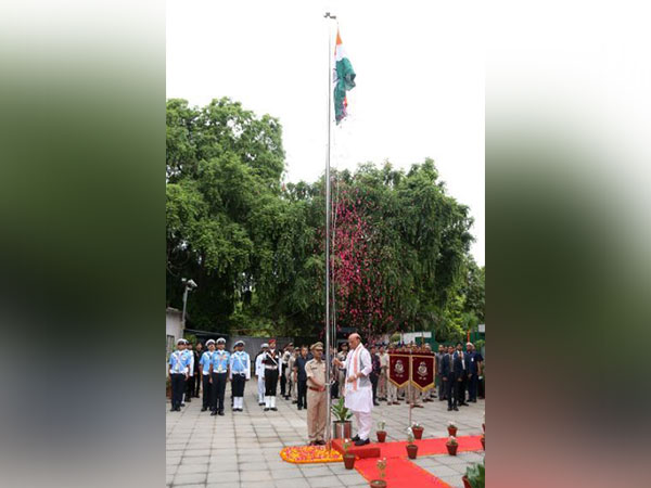 Visual from Defence Minister Rajnath Singh from his residence on Independence Day (Photo/ANI)