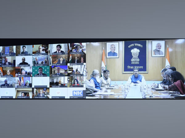 Union Minister Dharmendra Pradhan during a virtual roundtable on 'Advancing India-US Education Partnership' (Photo Credit: Dharmendra Pradhan Twitter handle)
