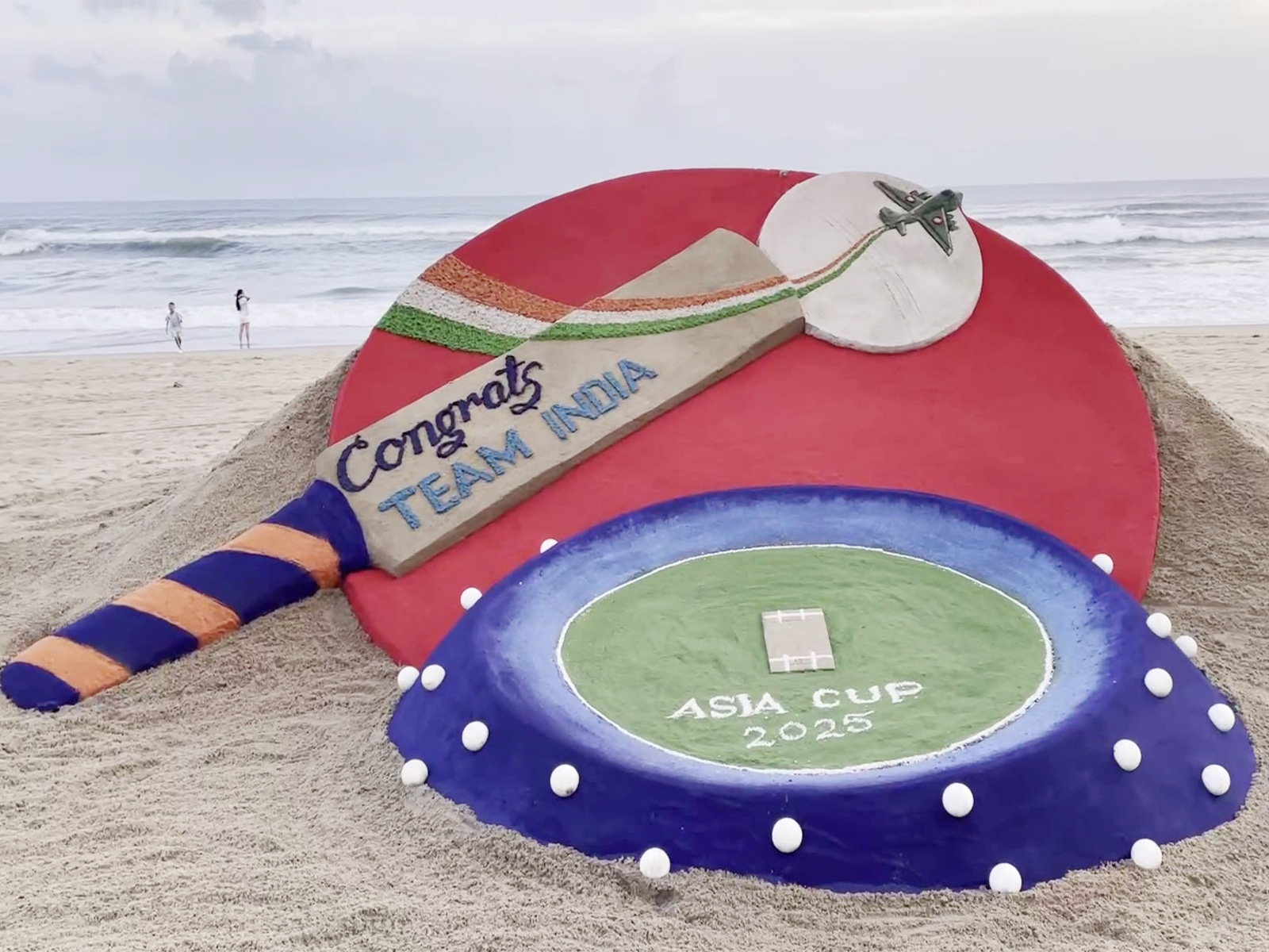 Sudarshan Pattnaik created a sand art to celebrate India's victory in the Asia Cup 2025 (Photo/ANI)