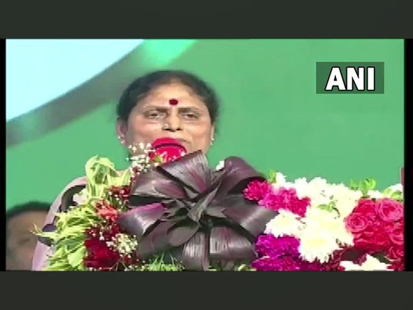YS Vijayamma, at YSRCP national plenary (Photo/ANI)