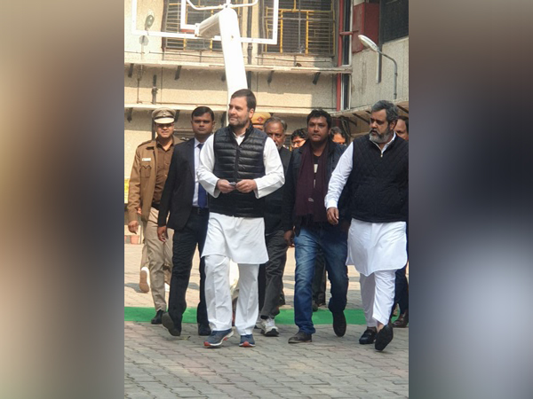 Congress leader Rahul Gandhi casts his vote at Aurangzeb Road in New Delhi on Saturday.