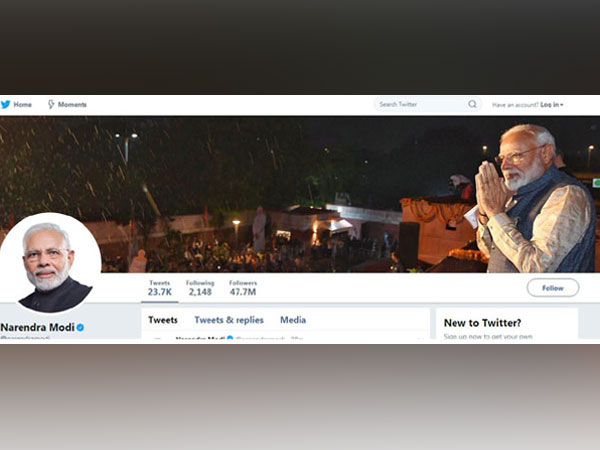 Narendra Modi Twitter handle. Photo/ANI
