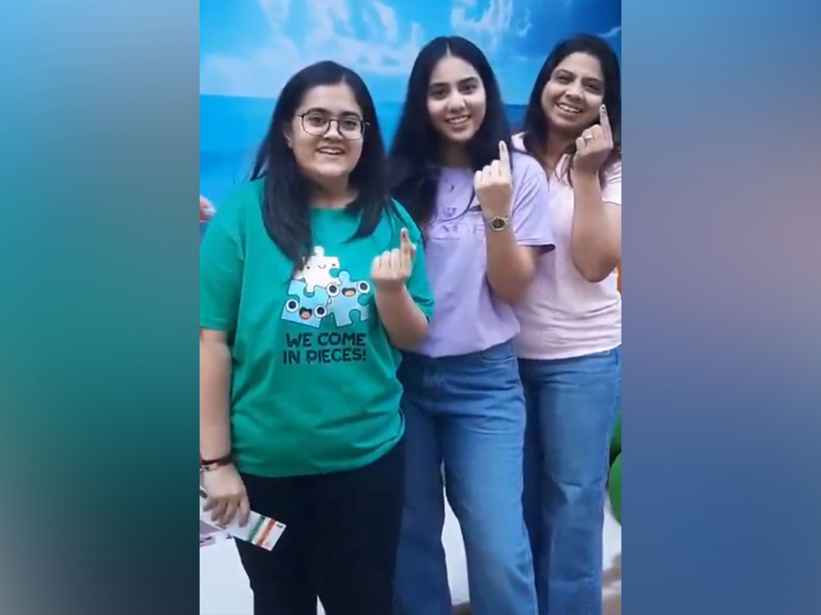Voters showing the indelible ink mark on their fingers after casting their vote (Photo/@mybmc)