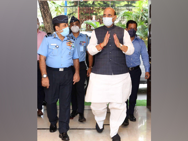 CAS, Air Chief Marshal RKS Bhadauria with Defence Minister Rajnath Singh in New Delhi on Wednesday. (Photo/ANI)