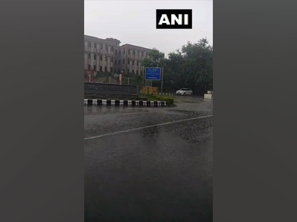Rain lashes part of the national capital, visuals from near the Delhi airport. (Photo/ANI) 