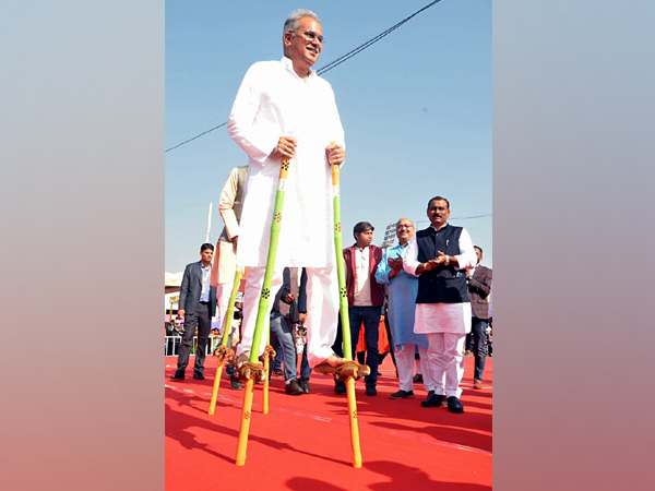 Chief Minister Bhupesh Baghel after the inauguration of Chhattisgarh Youth Festival 2020 in Raipur on Sunday. (Photo/ANI)