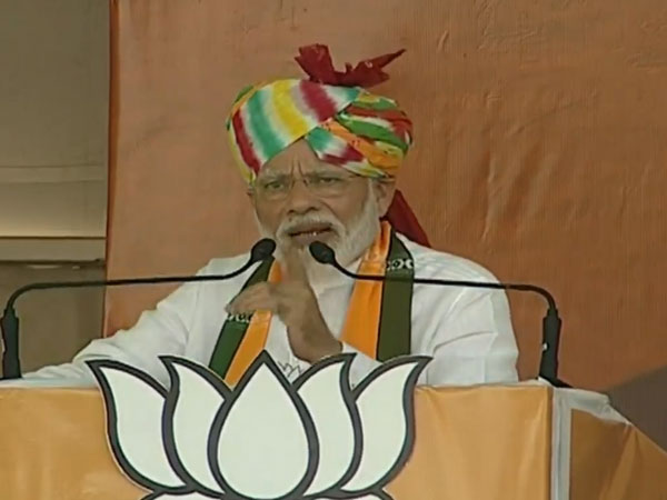 Prime Minister Narendra Modi addresses a rally in Rewari, Haryana  [Photo/ANI]