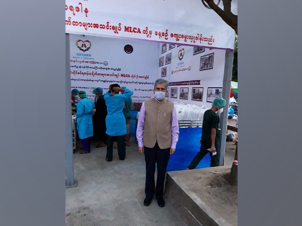 Indian Ambassador to Myanmar Saurabh Kumar on Saturday donated food to Yangon General Hospital Covid -19 treatment centre. (Twitter/India in Myanmar)