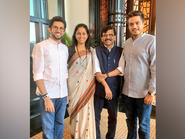Aaditya Thackeray with Supriya Sule, Sanjay Raut and Rohit Pawar. Photo/Twitter