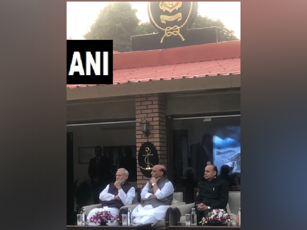 Prime Minister Narendra Modi and Defence Minister Rajnath Singh on Wednesday attended home reception at Navy Chief Admiral Karambir Singh's residence in New Delhi on the occasion of Navy Day.