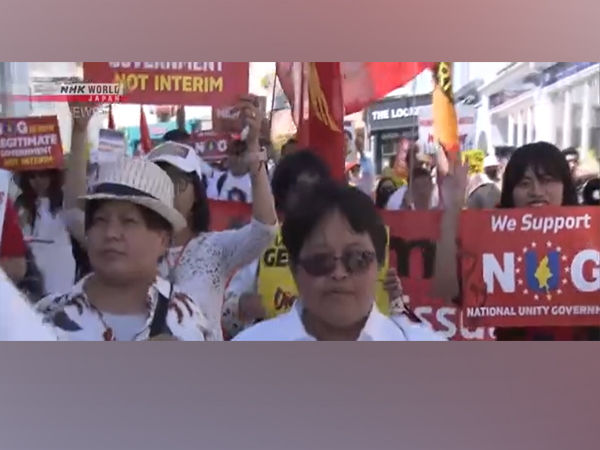 Protest at G7 Cornwall summit calling to act on Myanmar democracy (Photo Credit - NHK World)