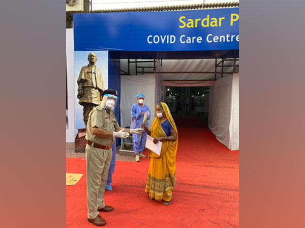 One of the three cured patients, who were discharged from Sardar COVID Care Centre and Hospital, Chhatarpur. (credit: ITBP twitter) 