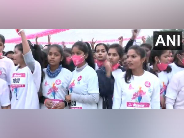 Women during the marathon on Tuesday. (ANI/pictures)