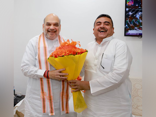 West Bengal Leader of Opposition Suvendu Adhikari meets Union Home Minister Amit Shah in Parliament, in Delhi. (Pic credit: Suvendu Adhikari Twitter)