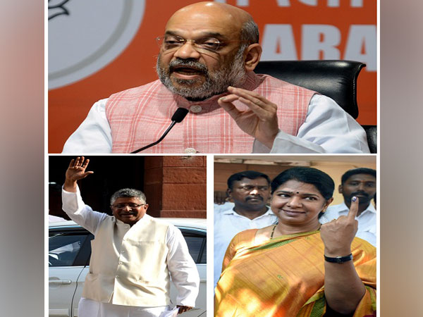 BJP president Amit Shah (top), Union Minister Ravi Shankar Prasad (left) and DMK leader Kanimozhi (right)