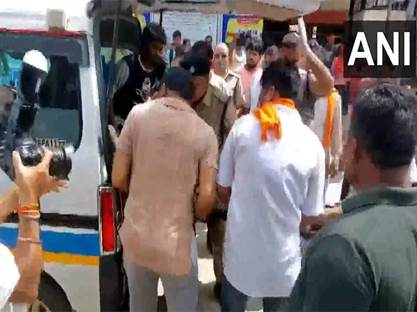 People injured in Haridwar's Manshadevi temple stampede being taken to hospital. (Photo/ANI)