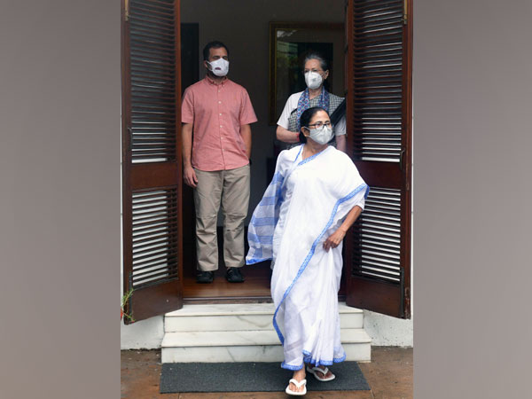 Visual from Mamata Banerjee's meeting with Sonia Gandhi and Rahul Gandhi in New Delhi on July 28, 2021. (Photo/ANI)