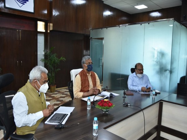 Uttarakhand Chief Minister Trivendra Singh Rawat reviewing preparation of the Kumbh Mela 2021 on Tuesday. Photo/ANI