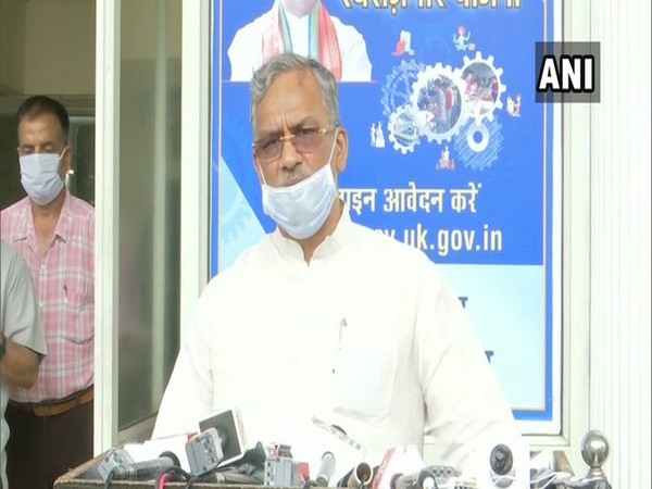 Uttarakhand Chief Minister Trivendra Singh Rawat speaking to reporters on Saturday. (Photo/ANI)