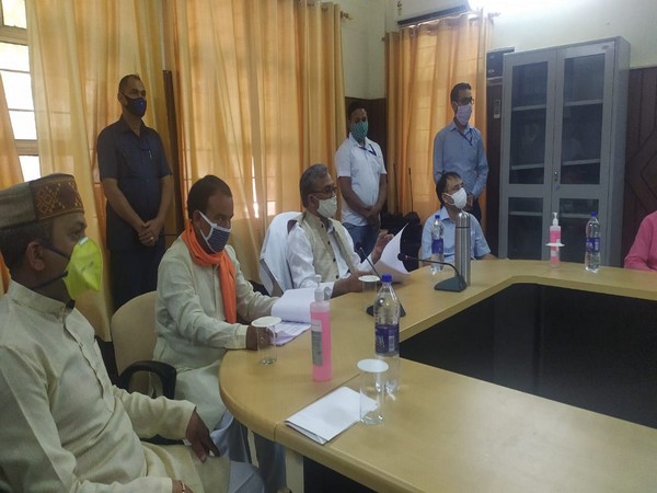 Uttarakhand Chief Minister Trivendra Singh Rawat holding a review meeting on Sunday. (Photo/ANI)