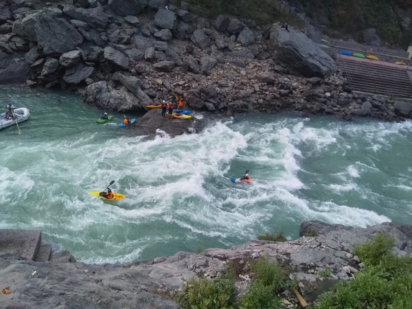 Athletes participating in the Ganga Kayak festival in Uttarakhand. Photo/ANI