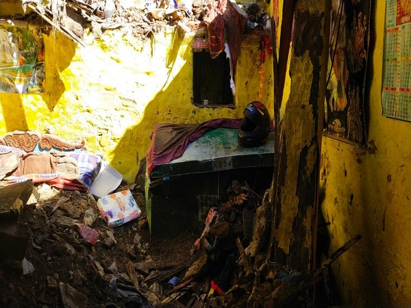 Visual grab of a collapsed house in Uttarakhand's Pithoragarh.