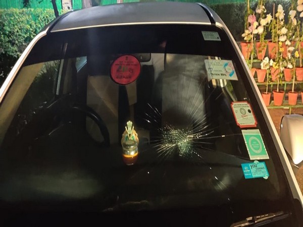 A visual of Jawaharlal Nehru University VC's car (Photo/ANI)