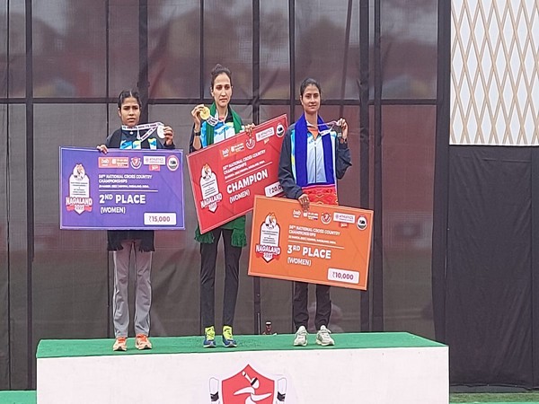 Varsha Devi of Railways after winning gold in 10 Km race (Image: AFI Twitter)
