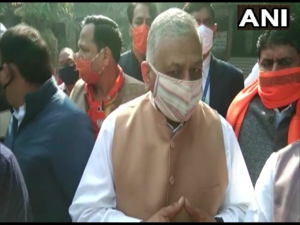 Minister of State for Road Transport and Highways, VK singh speaking to media in Hapur on Tuesday. (Photo/ANI)