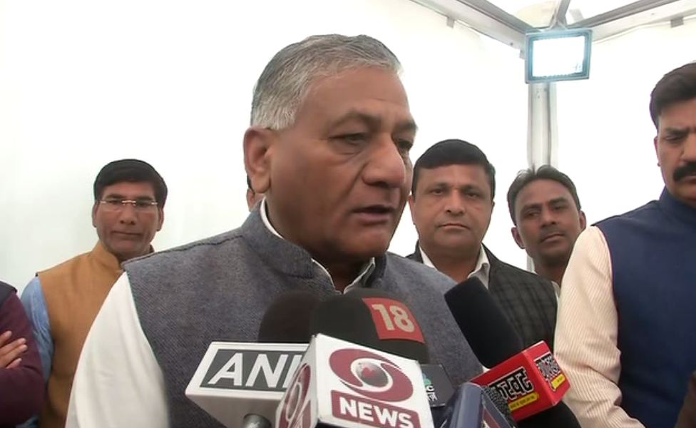 Union Minister Gen VK Singh (retd) while addressing media in Ghaziabad, Uttar Pradesh on Friday. Photo/ANI