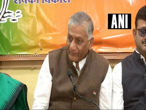 Union Minister VK Singh speaking to reporters in Ranchi on Tuesday.