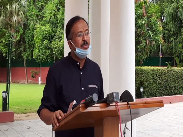 Minister of State for External Affairs V Muraleedharan speaking in New Delhi on Wednesday. Photo/ANI